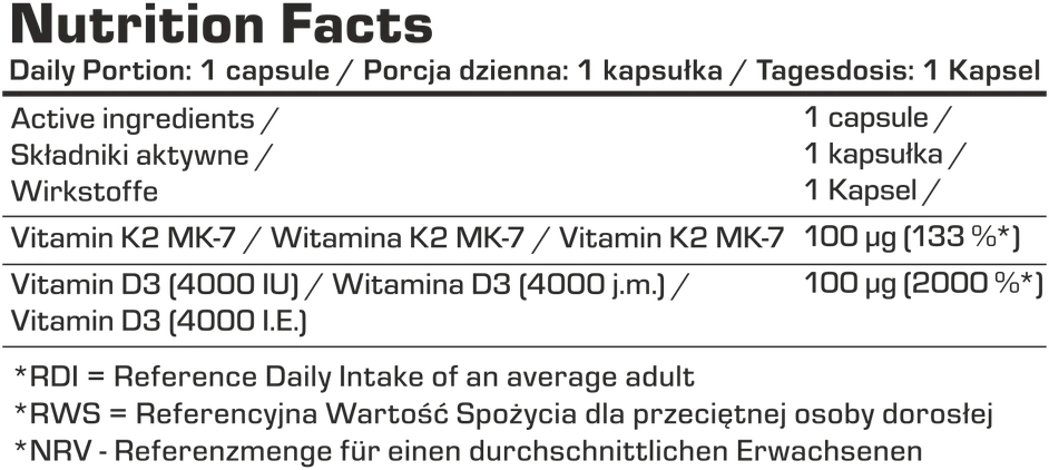 7 Nutrition Vitamin D3 4000 K2 forte 120 kaps.