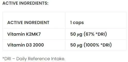 7 Nutrition Vitamin D3 + K2 Mk7 120kaps.