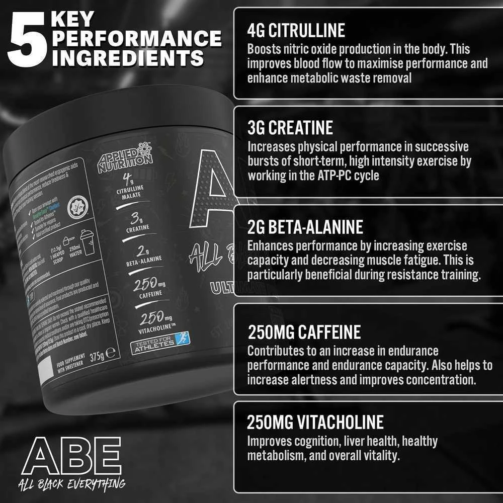 Applied Nutrition ABE 375 g Ultimate Pre-workout : Skonis - Saldainių (Candy Ice Blast)