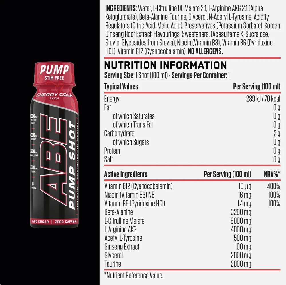 Applied Nutrition ABE Pump SHOT 100 ml : Skonis - Citrusinis