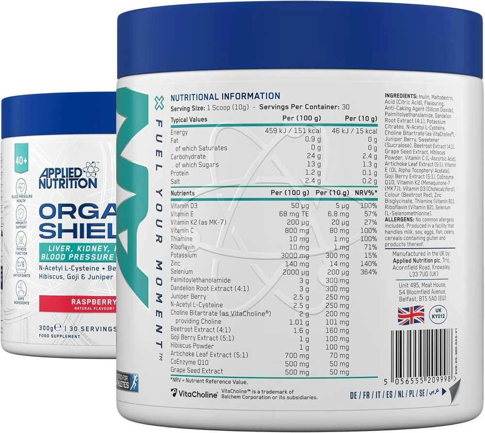 Applied Nutrition Agewell 40+ Organ Shield 300g : Skonis - Persikinis