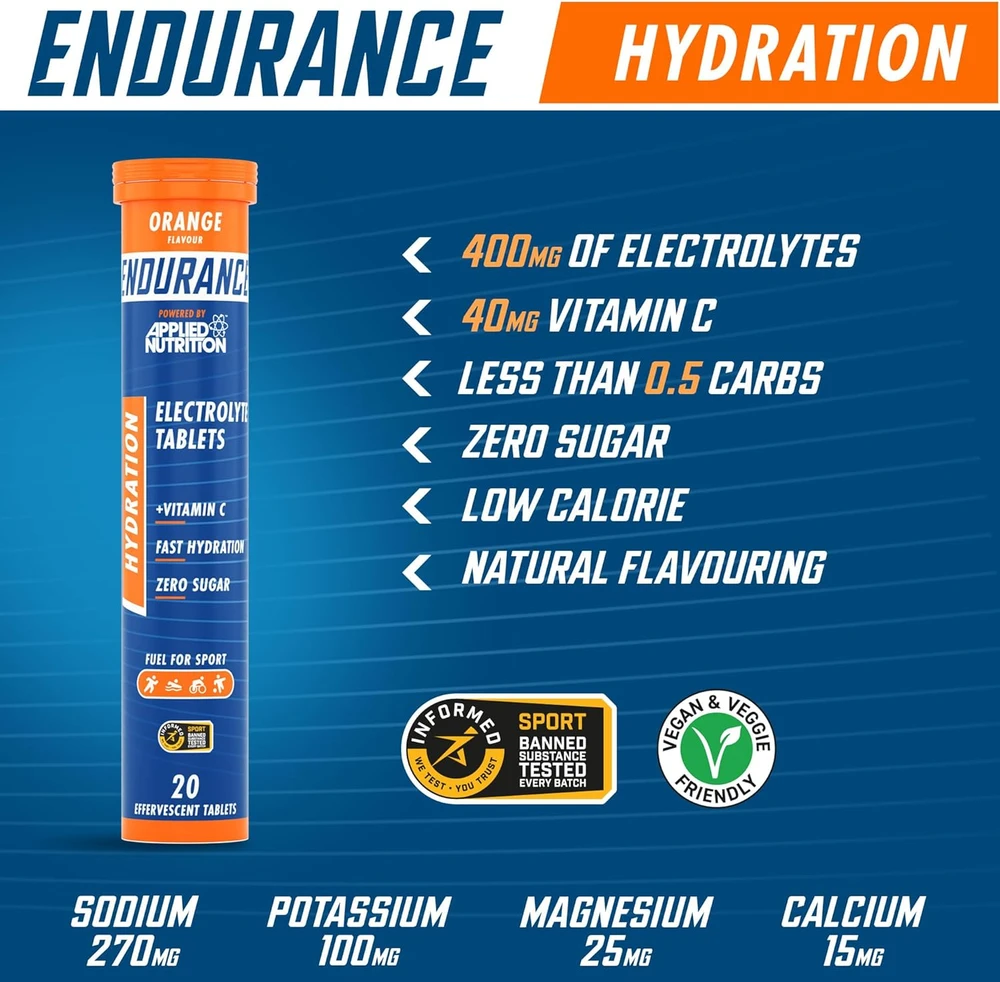 Applied Nutrition Endurance Hydration Electrolyte Effervescent Tab x 20 : Skonis - Uogų