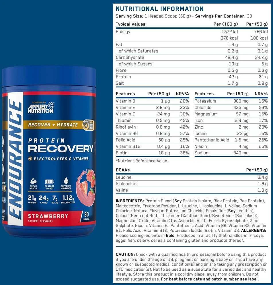 Applied Nutrition Endurance Recovery 1500 g : Skonis - Vanilinis
