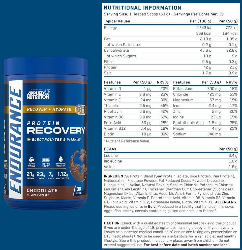 Applied Nutrition Endurance Recovery 1500 g : Skonis - Šokoladinis