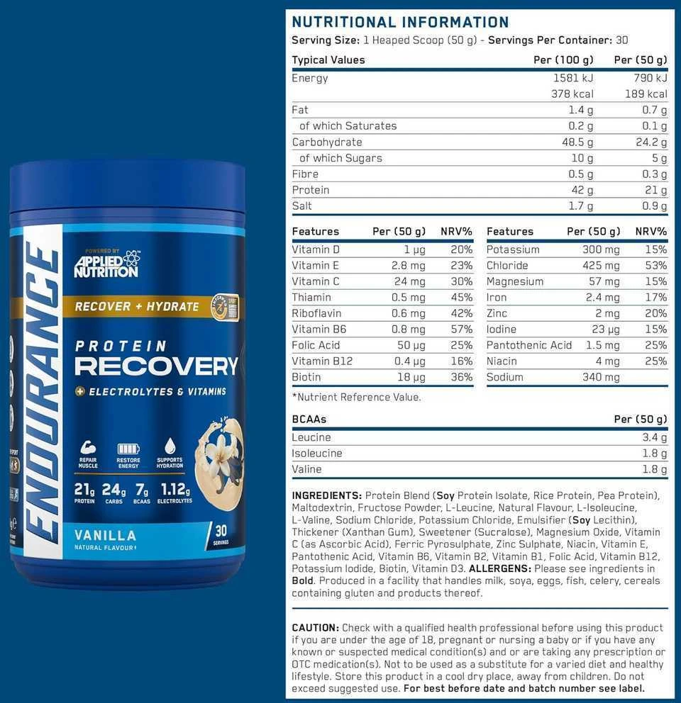 Applied Nutrition Endurance Recovery 1500 g : Skonis - Vanilinis