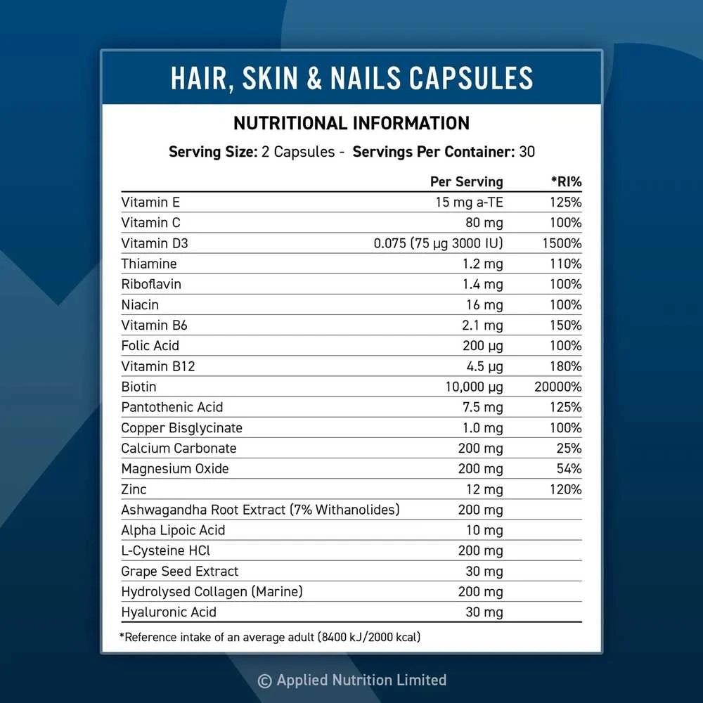Applied Nutrition Hair, Skin & Nails 60 kaps.
