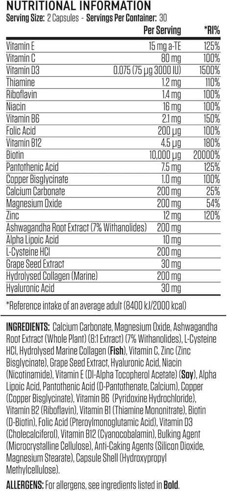 Applied Nutrition Hair, Skin & Nails 60 kaps.