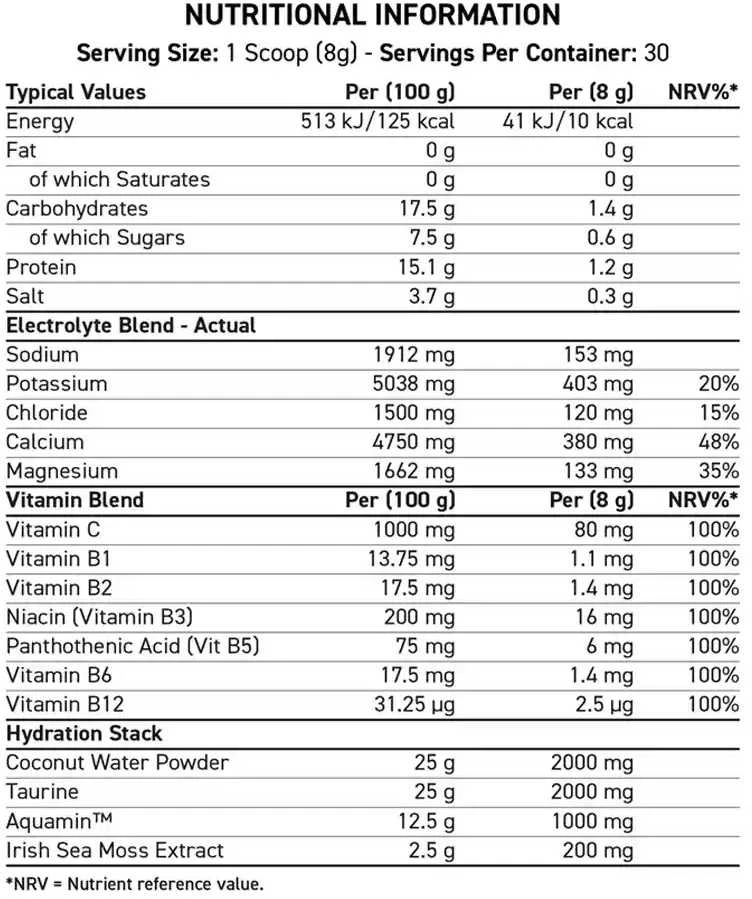 Applied Nutrition Hydration+ 240 g : Skonis - Avietinis ir braškinis
