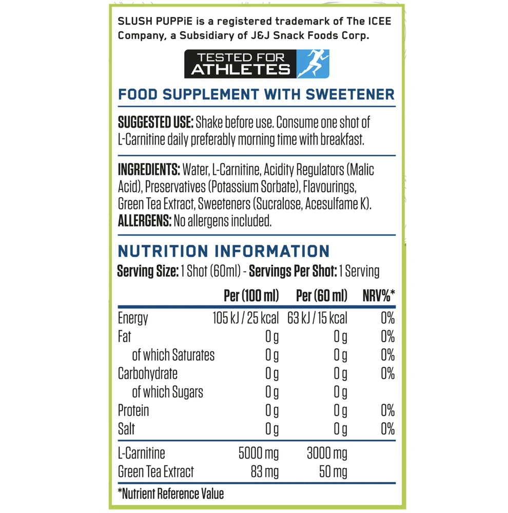 Applied Nutrition L-Carnitine SHOT 60 ml : Skonis - Slush Puppie Mėlyna raspberry