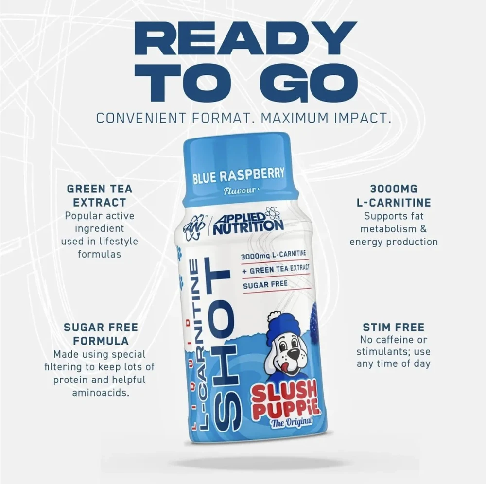 Applied Nutrition L-Carnitine SHOT 60 ml : Skonis - Slush Puppie Mėlyna raspberry