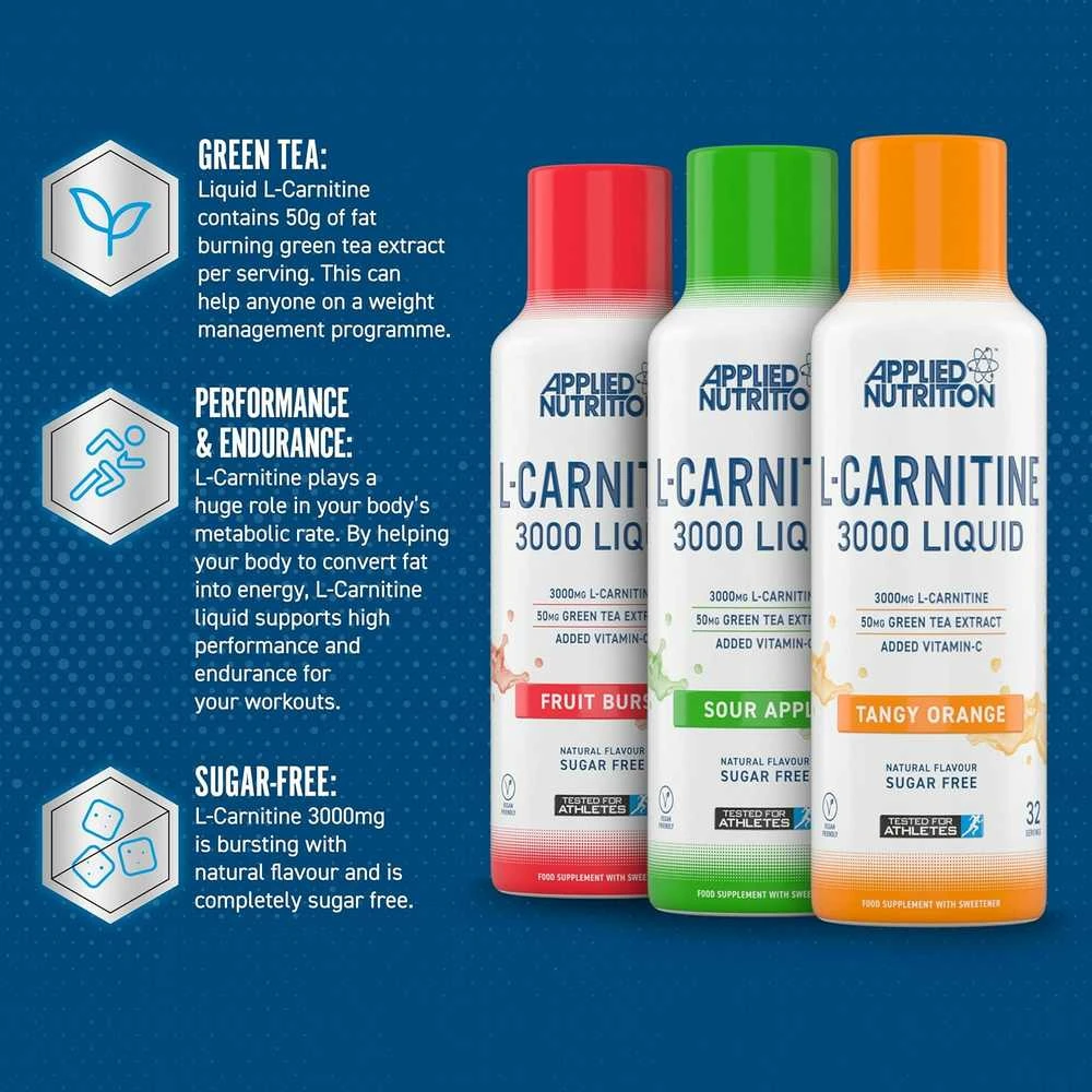 Applied Nutrition Liquid L-Carnitine 480 ml : Skonis - Apelsininis