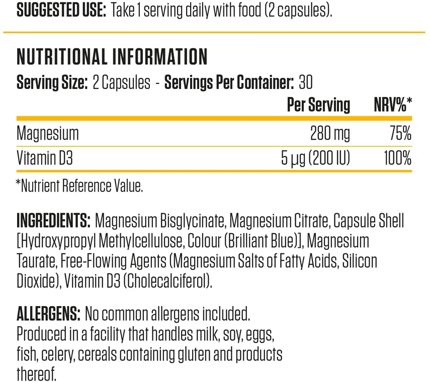 Applied Nutrition Magnesium & Vitamin D3 60 kaps.
