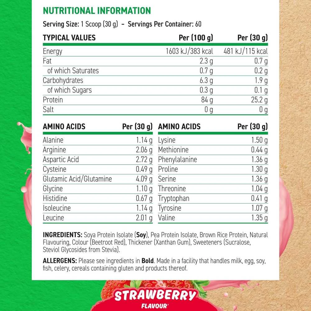 Applied Nutrition Critical Plant Protein 1800 g augaliniai baltymai : Skonis - Braškinis