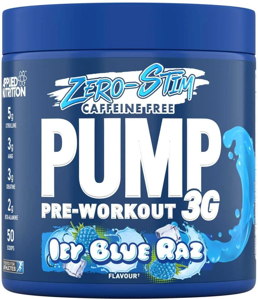 Applied Nutrition Pump 3G Zero stimulant Pre Workout 375 g be kofeino : Skonis - Vaisių punšo