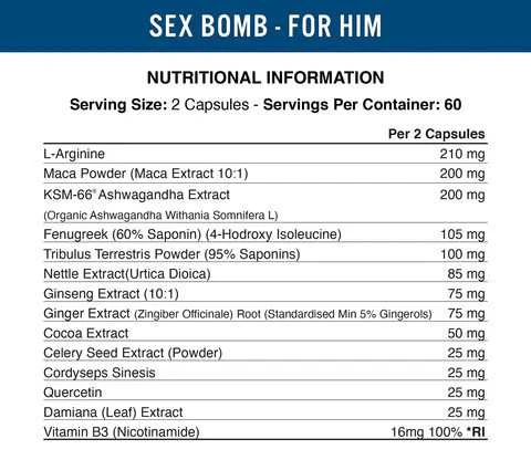 Applied Nutrition Kiki Health SEX BOMB, Vyrų potencijai gerinti,120 kapsulių
