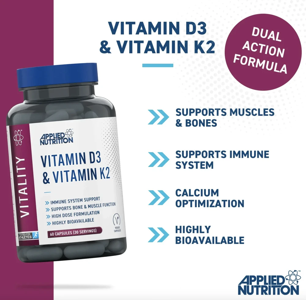 Applied Nutrition Vitamin D3 K2 60 kaps.