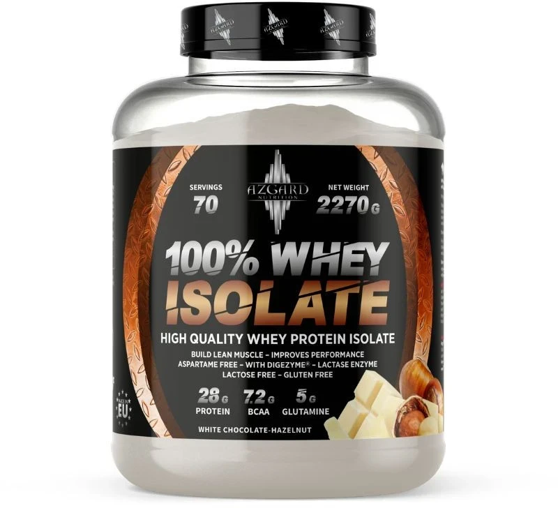Azgard Nutrition Azgard 100% CFM Whey Isolate 2270 g Baltymų Izoliatas, Lactose Free : Skonis - Baltojo šokolado ir lazdyno riešutų