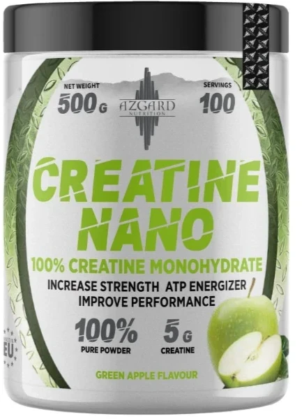 Azgard Nutrition Azgard Creatine Nano 500g su skoniais : Skonis - Žaliojo obuolio