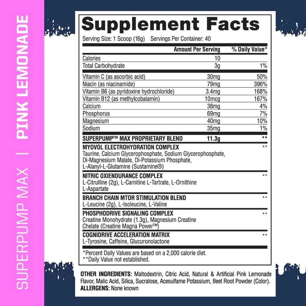 Gaspari Nutrition Gaspari Super Pump Max 500g : Skonis - Rožinio limonado