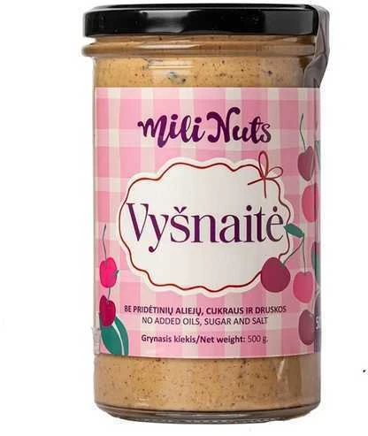 Milinuts Mili Nuts Riešutų kremas "Vyšnaitė" : Svoris - 250 g