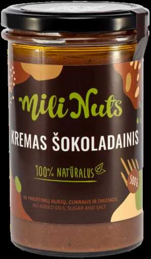 Milinuts Mili Nuts Šokoladinis riešutų kremas : Svoris - 500g