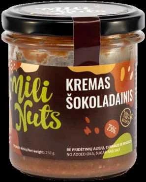 Milinuts Mili Nuts Šokoladinis riešutų kremas : Svoris - 500g