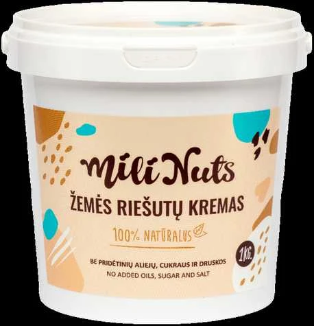 Milinuts Mili Nuts Žemės riešutų kremas glotnus : Svoris - 1000 g