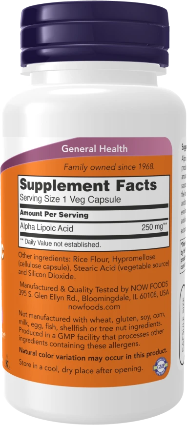Now Foods Now Alpha Lipolic Acid 250 mg 60 kaps.