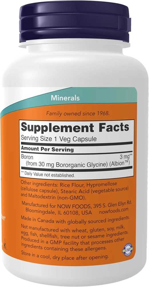 Now Foods Now Boron 3 mg 100 kaps boras