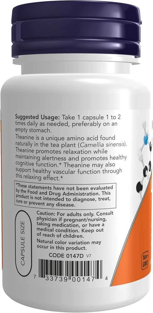 Now Foods Now Double Strength L-Theanine 200 mg 60 kaps.