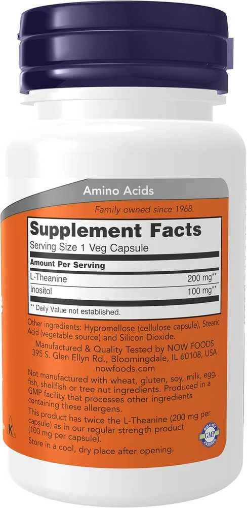 Now Foods Now Double Strength L-Theanine 200 mg 60 kaps.