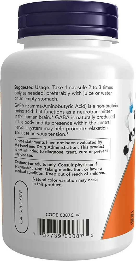 Now Foods Now GABA 750 mg 100 kaps.