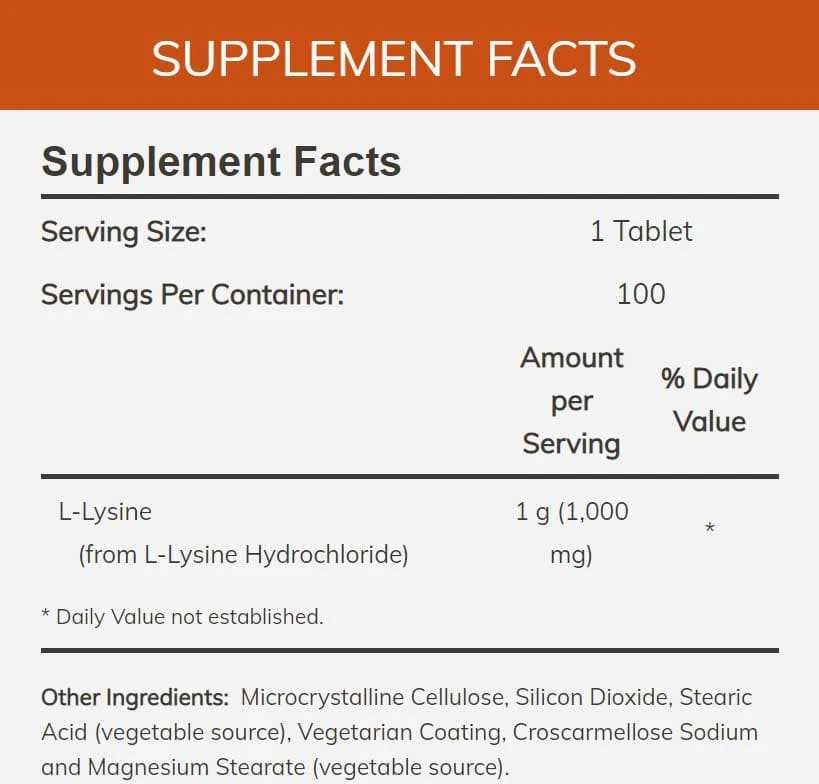 Now Foods Now L-Lysine 1000 mg 100 tabl.