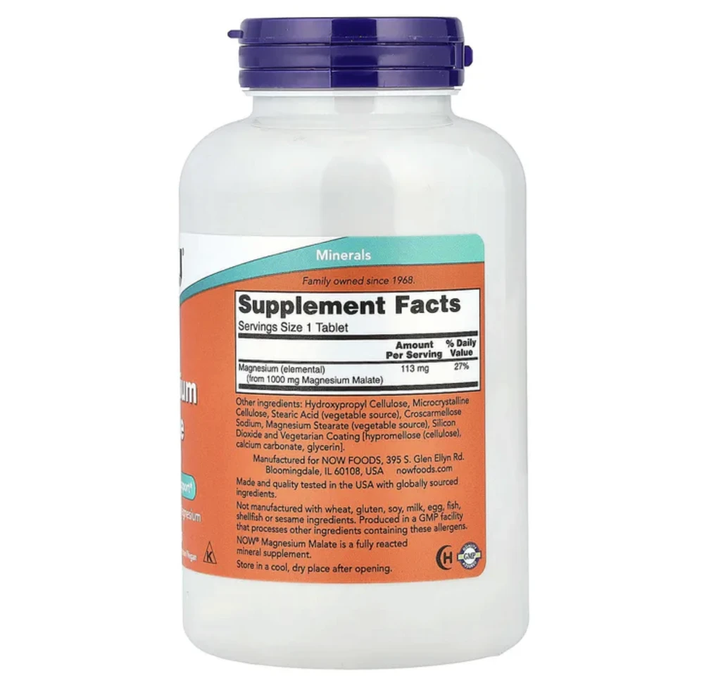 Now Foods Now Magnesium Malate 1000 mg 180 tabl.