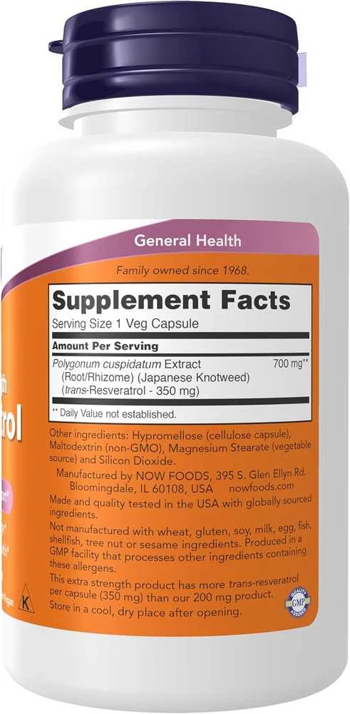 Now Foods Now Resveratrol Extra Strength 350 mg 60 kaps.