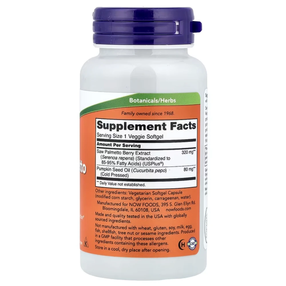 Now Foods Now Saw Palmetto Extract with Pumkin seed oil anz Zinc 80 mg 90 kaps.