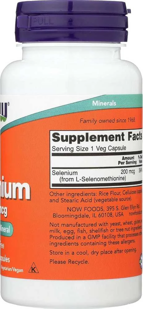 Now Foods Now Selenium 200 mcg 90 kapsulių