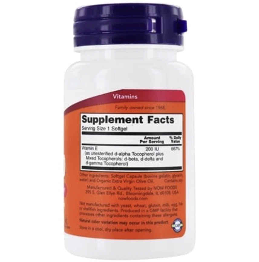 Now Foods Now Vitamin E-200 Natural 100 kaps.