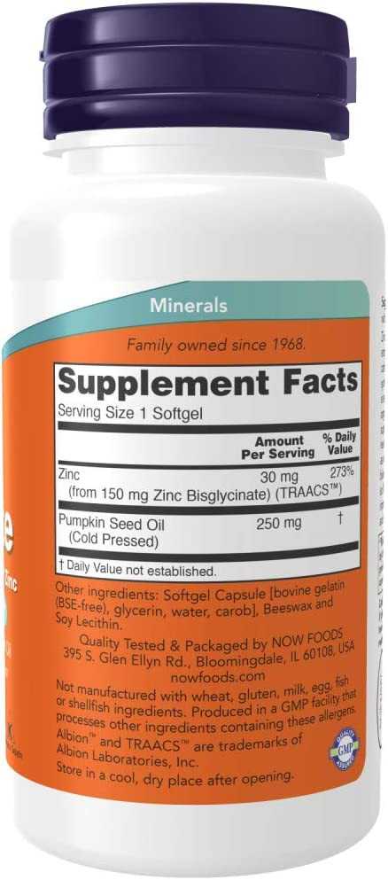 Now Foods Now Zinc Glycinate 30 mg 120 kaps. cinkas