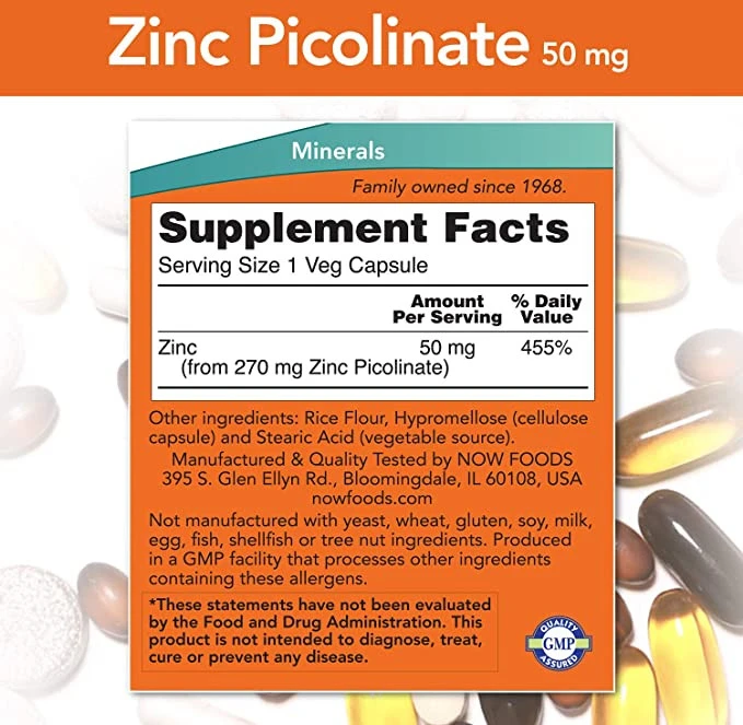 Now Foods NOW Zinc Picolinate 50 mg 60 kaps.