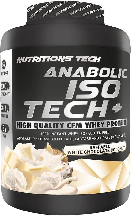 Nutritions Tech Anabolic ISO Tech 2000g Baltymų izoliatas : Skonis - Raffaello - Baltojo šokolado ir kokosų