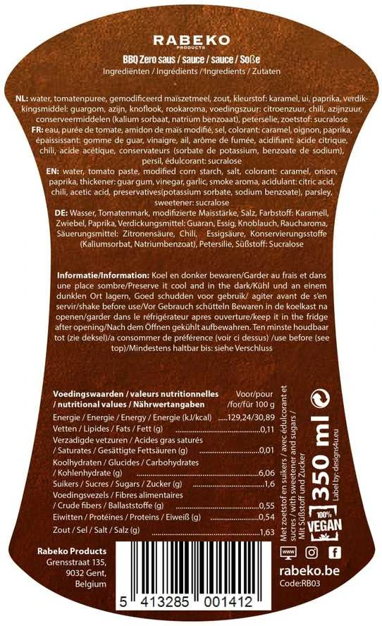 Rabeko Zero 350 ml BBQ padažas