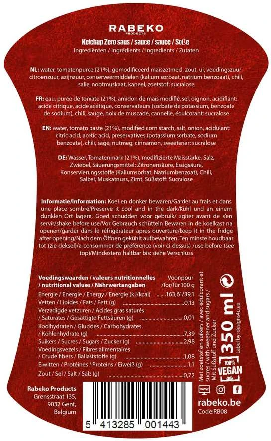 Rabeko Zero 350 ml kečupo padažas