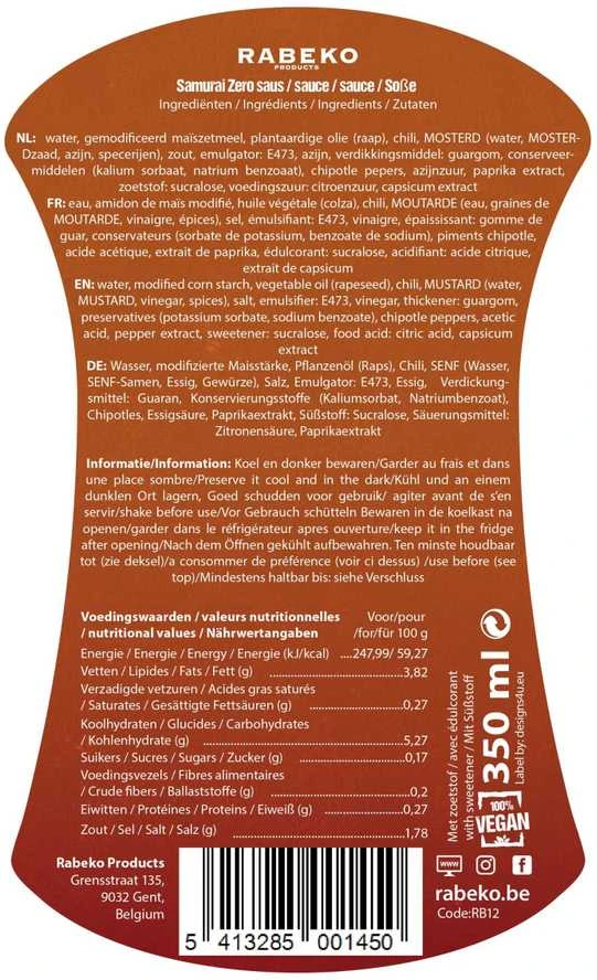 Rabeko Zero 350 ml Samurai padažas