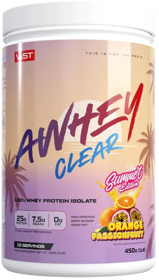 Vast Sports VAST AWHEY CLEAR Whey protein Isolate 450 g hidroizoliatas + gertuvė dovanų : Skonis - Persikinės šaltosios arbatos
