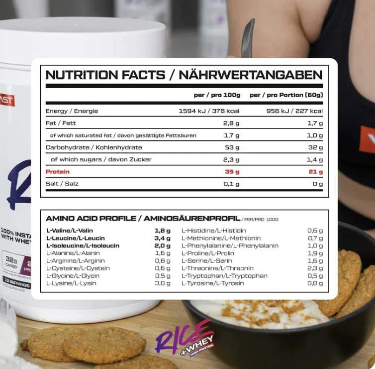 Vast Sports VAST Rice + Whey 900 g cream of rice : Skonis - Pieno su cinamonu