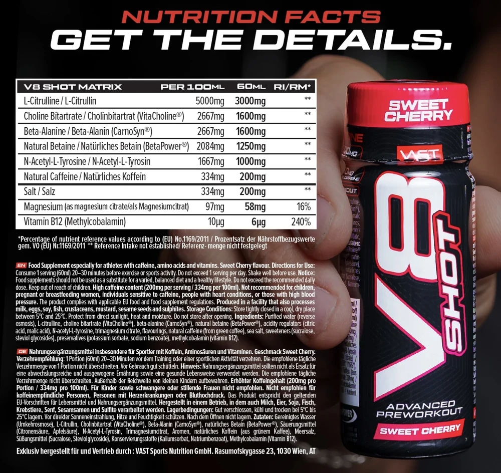 Vast Sports VAST V8 Total Energy SHOT 60 ml : Skonis - Citrininis