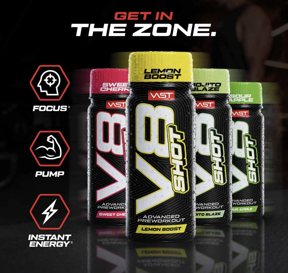 Vast Sports VAST V8 Total Energy SHOT 60 ml : Skonis - Citrininis