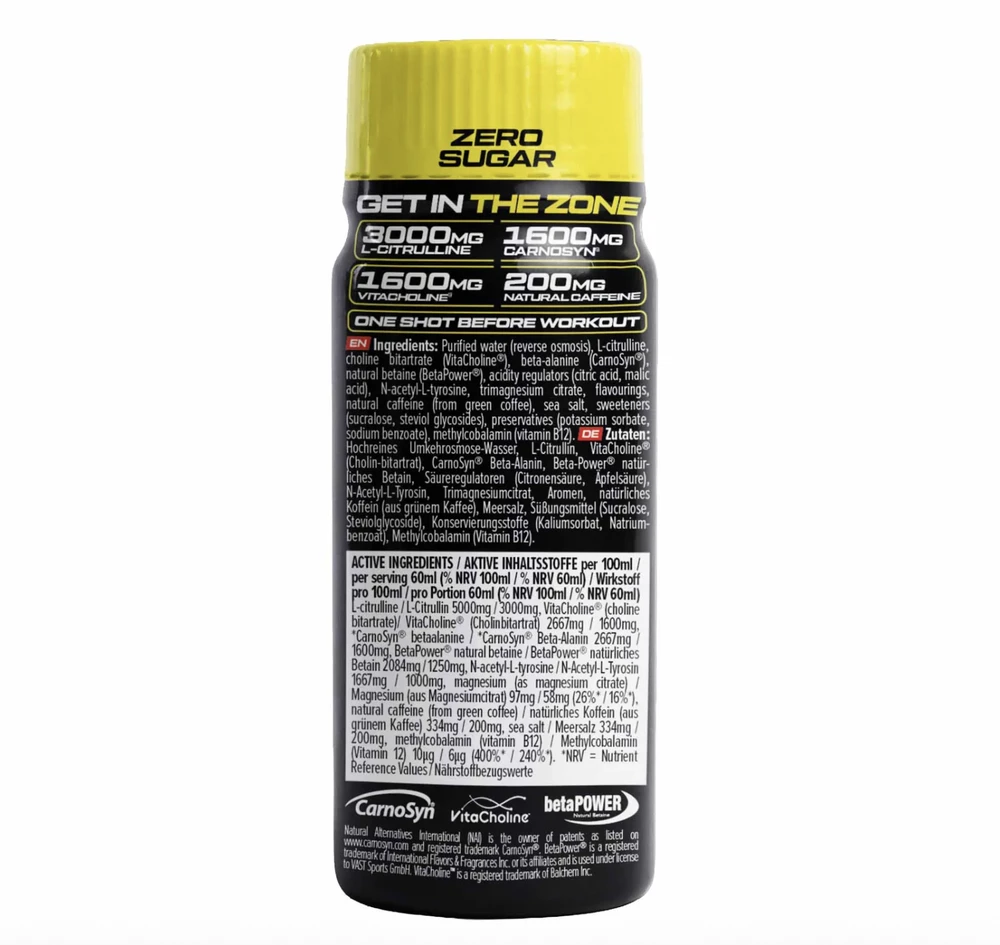 Vast Sports VAST V8 Total Energy SHOT 60 ml : Skonis - Citrininis