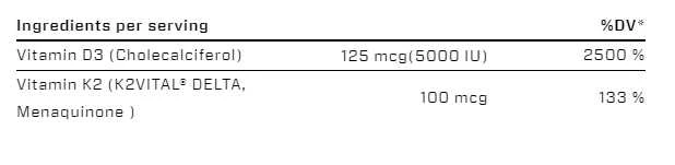 Vast Sports VAST Vitamin D3+K2 120 kaps. 5000iu
